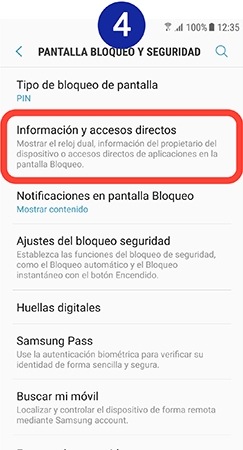 Tocamos en "Información y accesos directos"