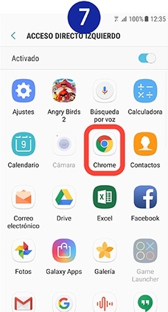 Seleccionamos la aplicación que queremos que ocupe el lugar que hemos escogido