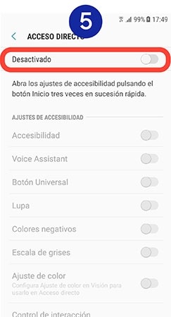 Presionamos sobre el interruptor junto a “Desactivado”