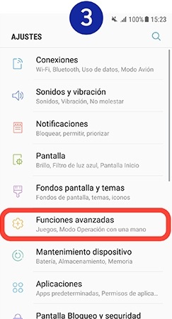 Tocamos en “Funciones avanzadas”