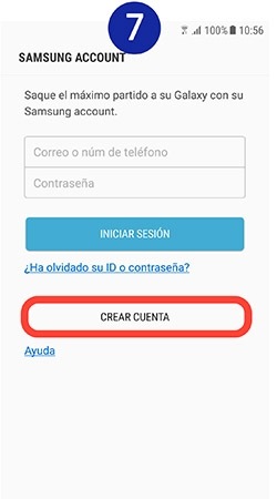 Pinchamos en “Crear cuenta”