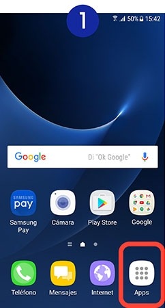 Pulsamos sobre “Apps” en la pantalla de inicio