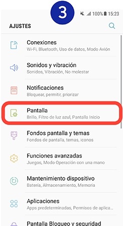 Pulsamos sobre “Pantalla”
