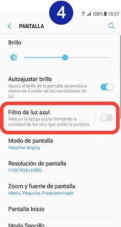 Tocamos en “Filtro de luz azul”