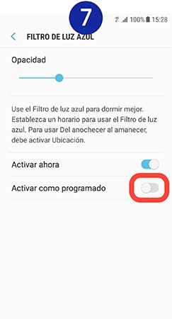 También podemos programar el dispositivo para que el filtro aparezca en la franja horaria que nosotros queramos