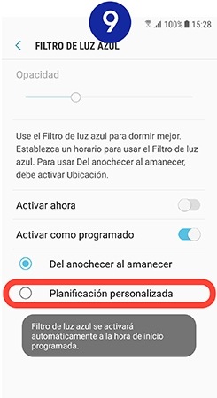 Apretamos en el círculo que hay junto a “Planificación personalizada”