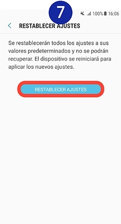 Pinchamos en “Restablecer ajustes”