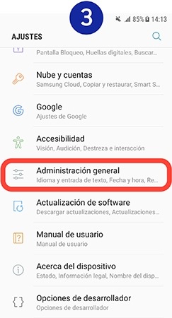 Tocamos en “Administración general”