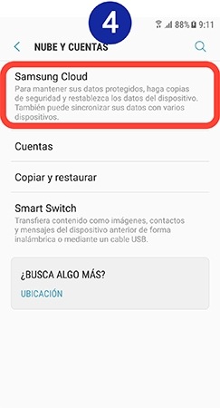 Presionamos en "Samsung Cloud"