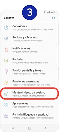 Accedemos a "Mantenimiento dispositivo"
