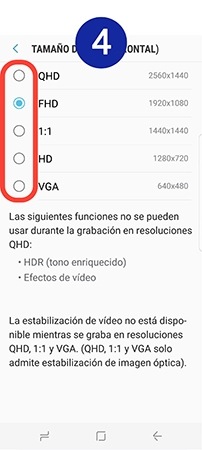 Seleccionamos el tamaño y la resolución que prefiramos