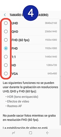 Seleccionamos el tamaño y la resolución que prefiramos