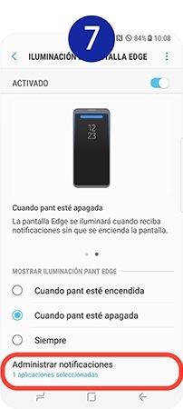 Pinchamos en Administrar notificaciones