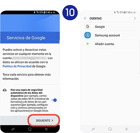 Dejamos marcada la funciónsi queremos hacer una copia de seguridad de los datos del dispositivo