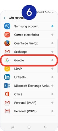 Seleccionamos Google