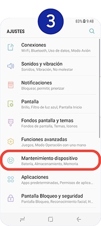 Pulsamos en Mantenimiento dispositivo