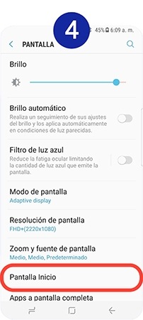 Pulsamos sobre Pantalla Inicio
