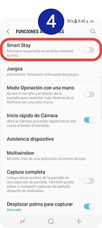 Movemos el interruptor situado junto a Smart Stay hacia la derecha para activar la función