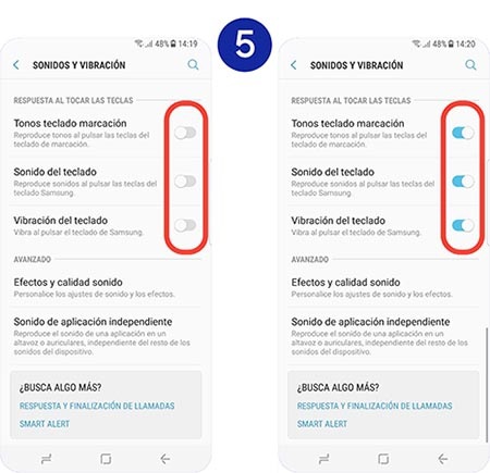 Movemos hacia la derecha los interruptores situados junto al tipo de respuesta que deseamos recibir
