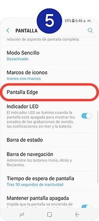 Seleccionamos Pantalla Edge