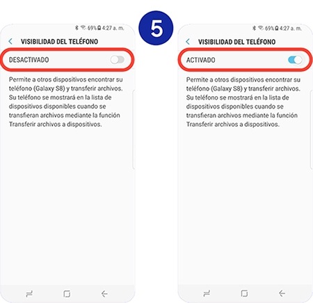 Pinchamos en el interruptor para activar la función