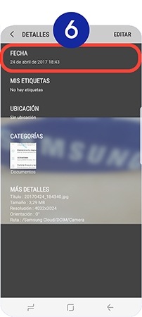 En el apartado Fecha podemos comprobar el día en el que fue tomada la imagen