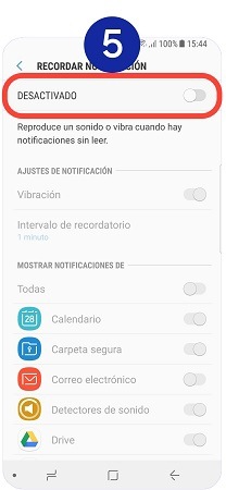 Movemos hacia la derecha el interruptor situado en la parte superior de la ventana para activar la función