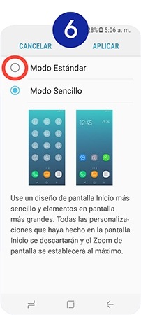Pinchamos sobre Modo Estándar