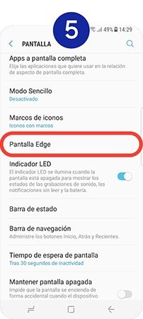 Presionamos sobre Pantalla Edge