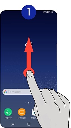 Deslizamos un dedo sobre la pantalla de inicio hacia arriba o hacia abajo