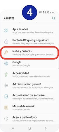 Pulsamos sobre Nube y cuentas