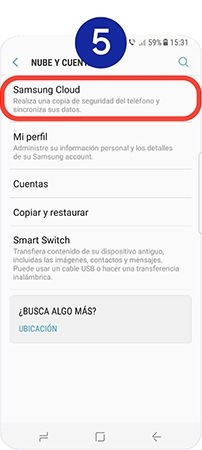 Seleccionamos Samsung Cloud