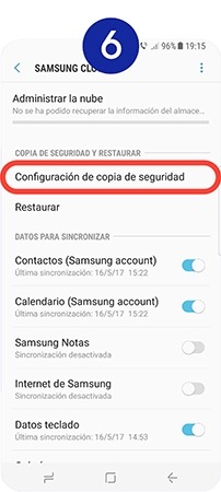 Hacemos clic en Configuración de copia de seguridad
