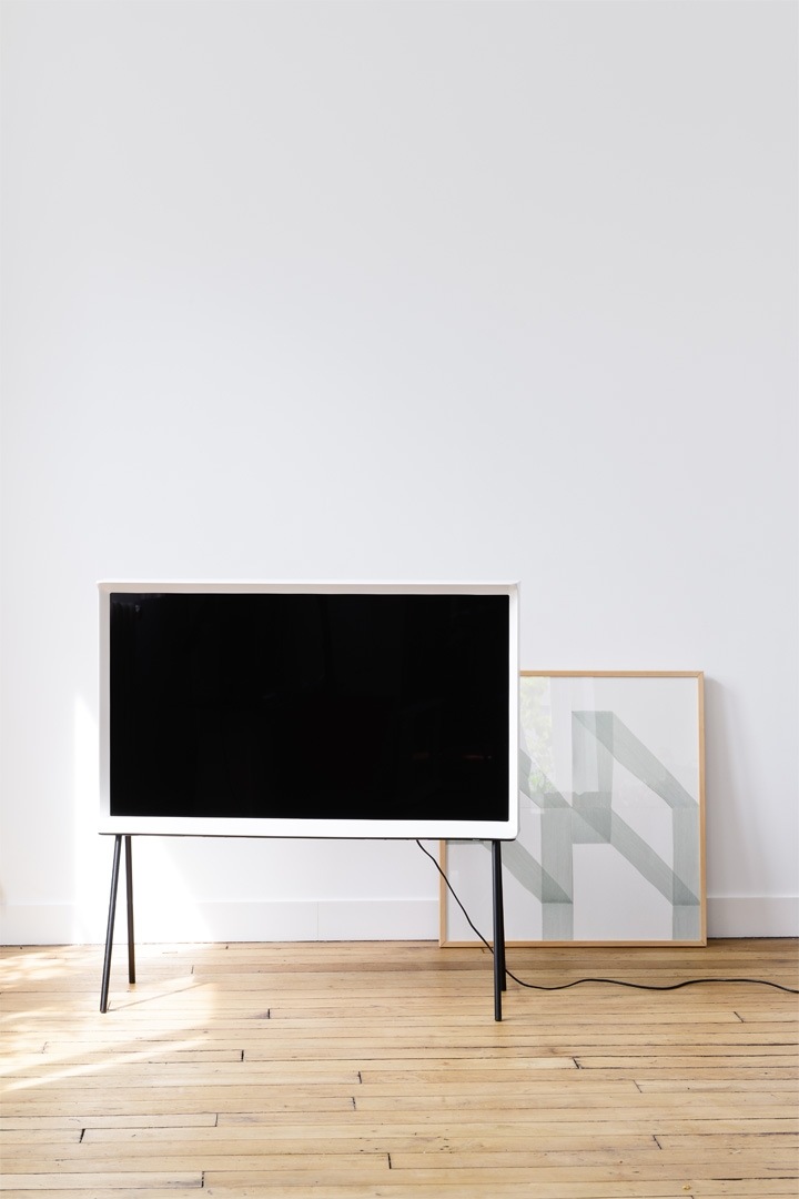 white serif tv