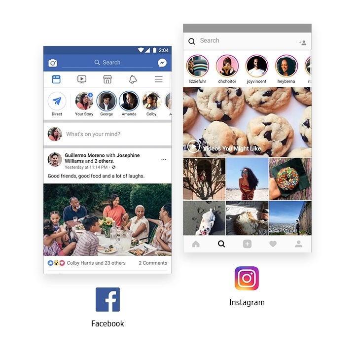 Facebook ja Instagram Androidille