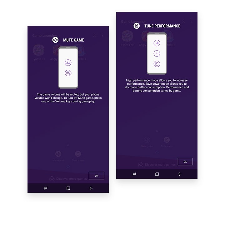 Android Game Launcher asetukset