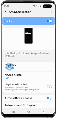Napauta Näyttötila