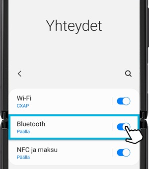 Kuvakaappaus Bluetooth-yhteyden muodostamisesta uudelleen