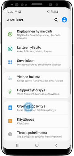 Napauta Ohjelmistopäivitys
