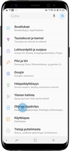 Valitse Ohjelmistopäivitys