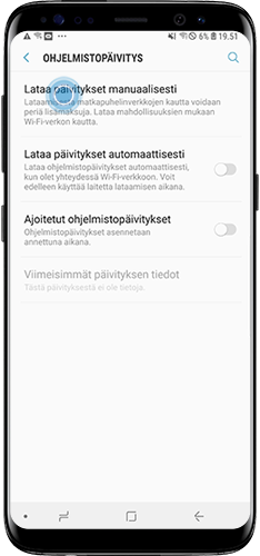 Napauta Lataa päivitykset manuaalisesti