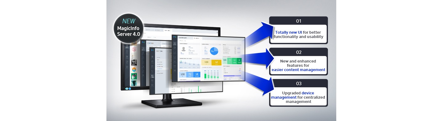 Assurez une gestion puissante des écrans et du contenu grâce aux ajouts visuels et techniques de la nouvelle version de MagicInfo 4.0