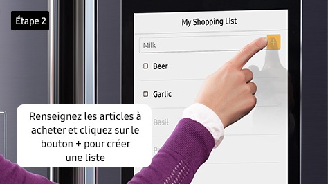 2. Renseignez les articles à acheter et cliquez sur le bouton + pour créer une liste