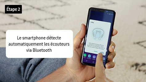 2. Le smartphone détecte automatiquement les écouteurs via Bluetooth