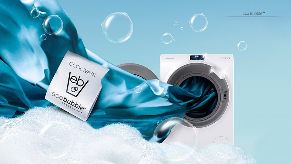 Grâce à Eco Bubble, il est possible de réduire les températures de lavage d'en moyenne 20°C Grâce à Eco Bubble, il est possible de réduire les températures de lavage d'en moyenne 20°C