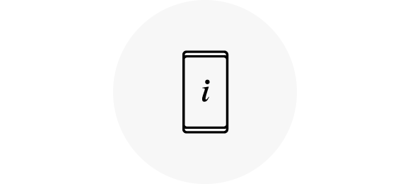 Une icône pour la méthode 2 : un écran de smartphone avec la lettre "i" en minuscule.