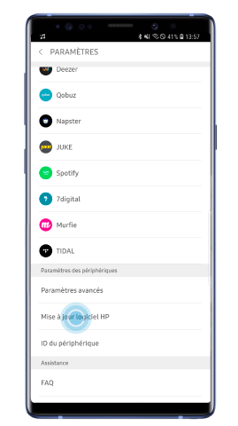 Appuyez sur « Mise à jour logiciel HP ».