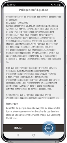 Lisez la Politique de confidentialité globale puis validez avec Accepter