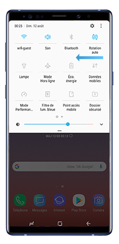 Panneau de notifications déployé
