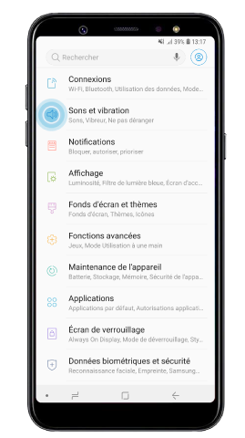 Sélectionner sons et vibration